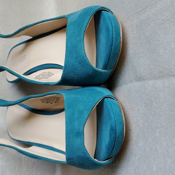 NINE WEST Teal Suede Leather Upper Slingback Heels SIZE: 9M - Picture 4 of 13